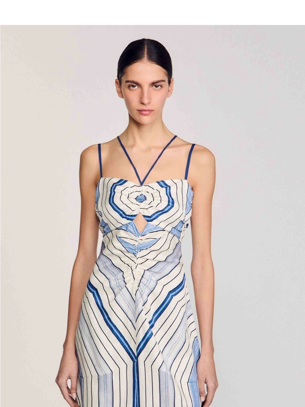 Sandro x Louise Bourgeois Spiral-Motif Maxi Dress   Size 42  = US 10 - Picture 4 of 8